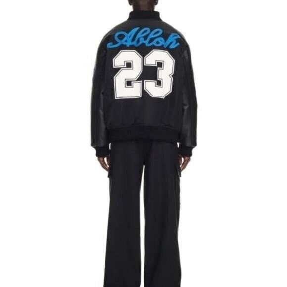 New Authentic Men’s Off-White Black Varsity Jacket - Picture 11 of 12
